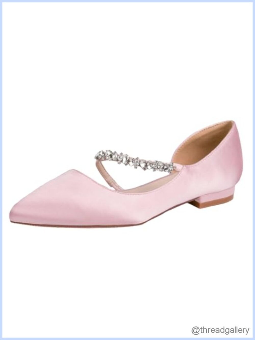 ERIJUNOR Women Low Heel Pointy Toe Pumps Satin Rhinestone Formal Wedding Party